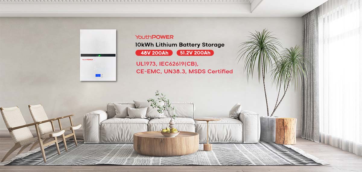 48V 51.2V 200Ah 10kWh LiFePO4 battery with BMS and enclosure