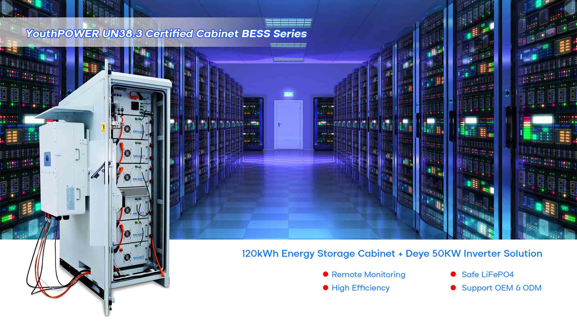 120kWh Energy Storage Cabinet with Deye 50kW Inverter for Commercial Solar Projects