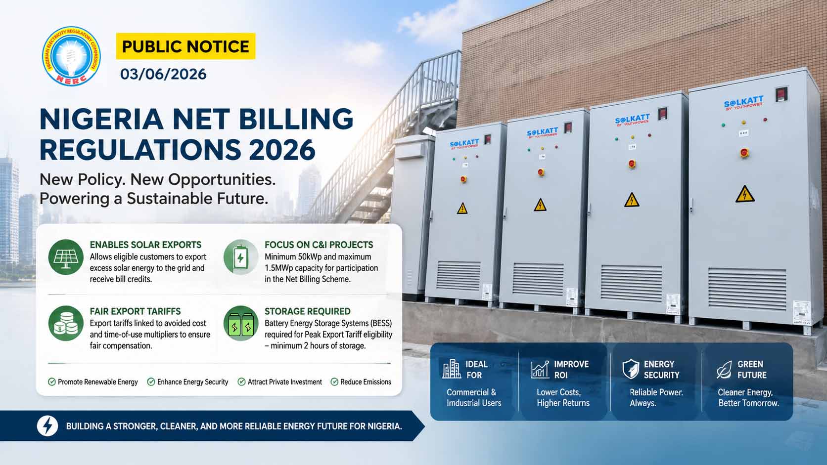 Nigeria Net Billing 2026 policy driving commercial solar and battery energy storage system 
