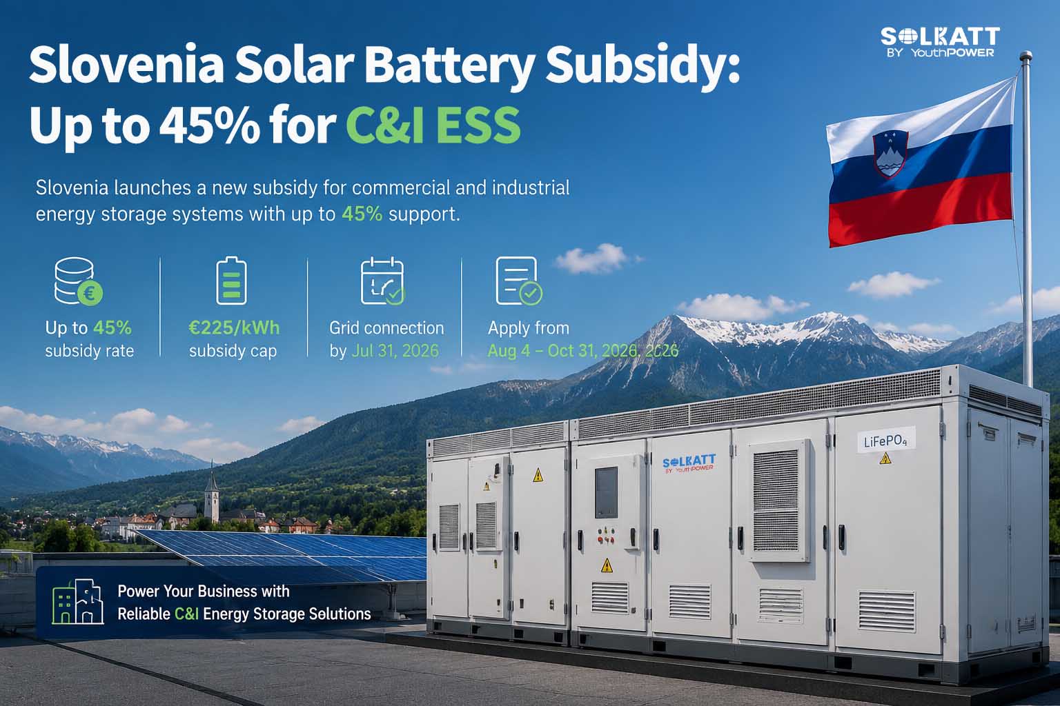Slovenia C&I ESS subsidy for solar battery storage systems