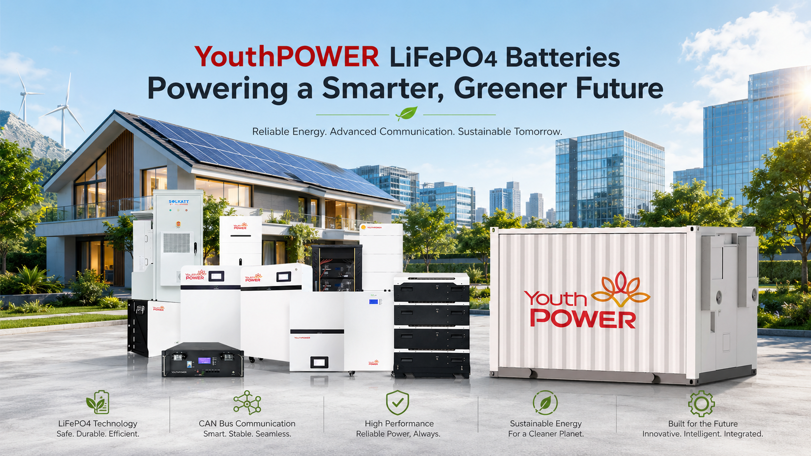 YouthPOWER LiFePO4 Batteries with CAN BUS and RS485
