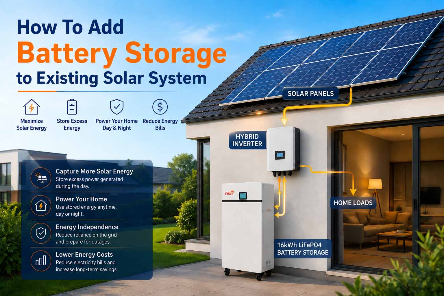 Integrating LiFePO4 battery storage with an existing solar power system for energy independence
