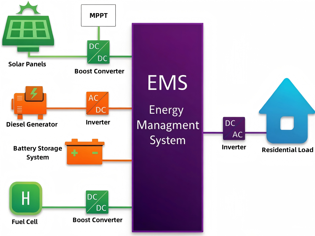 Home energy storage system with energy management system EMS