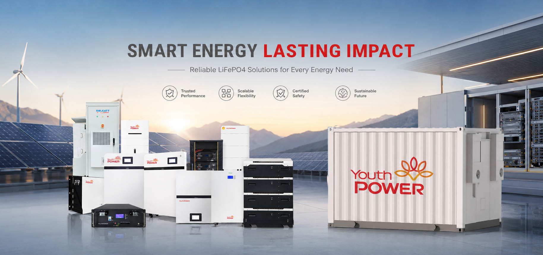 LiFePO4 solar energy storage systems for residential and commercial applications