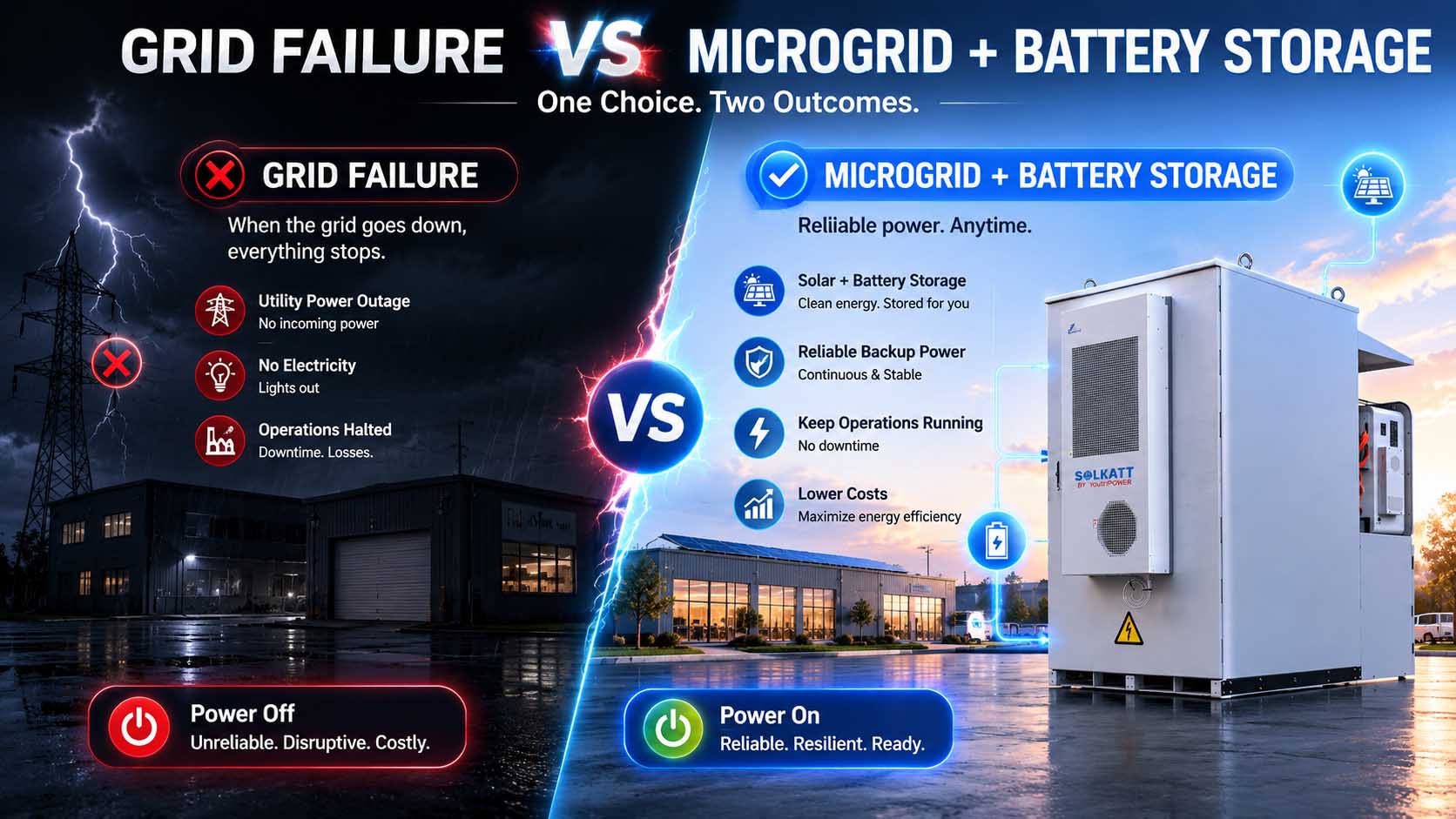 Battery storage system improving microgrid resilience during power outages