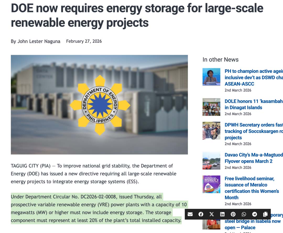 DOE energy storage policy mandates 20% ESS for large-scale renewable projects