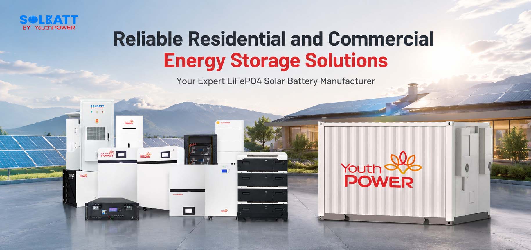 YouthPOWER LiFePO4 battery ESS for residential and commercial solar