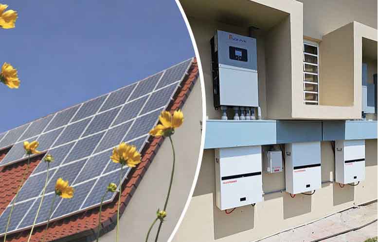 Residential distributed solar energy storage system with rooftop solar photovoltaics and home battery storage