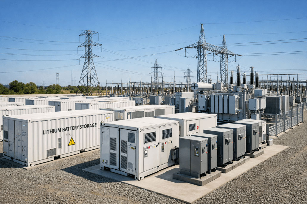 Utility-scale battery energy storage system for grid-scale renewable energy projects