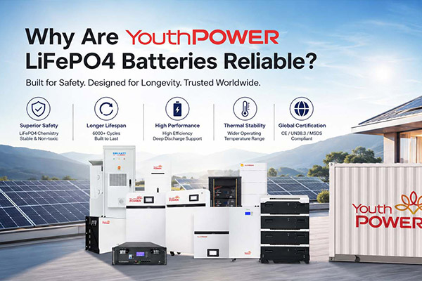 YouthPOWER LiFePO4 batteries for commercial and residential solar energy storage solutions