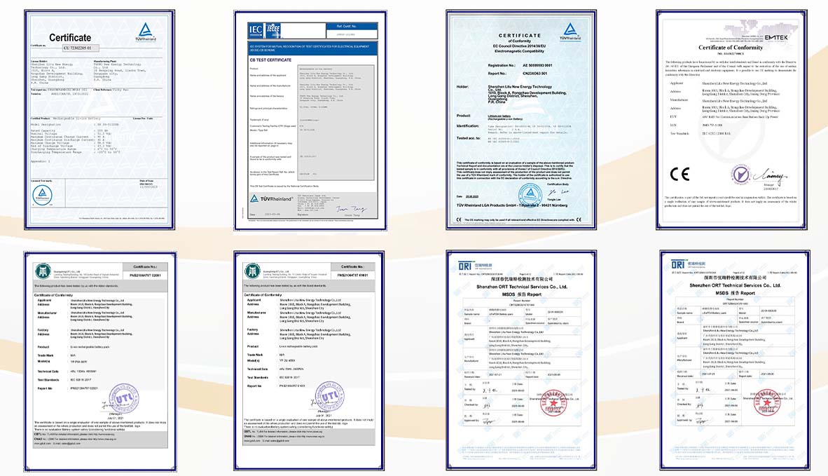 YouthPOWER LiFePO4 Solar Battery UL, IEC, CE, MSDS, UN38.3 certifications
