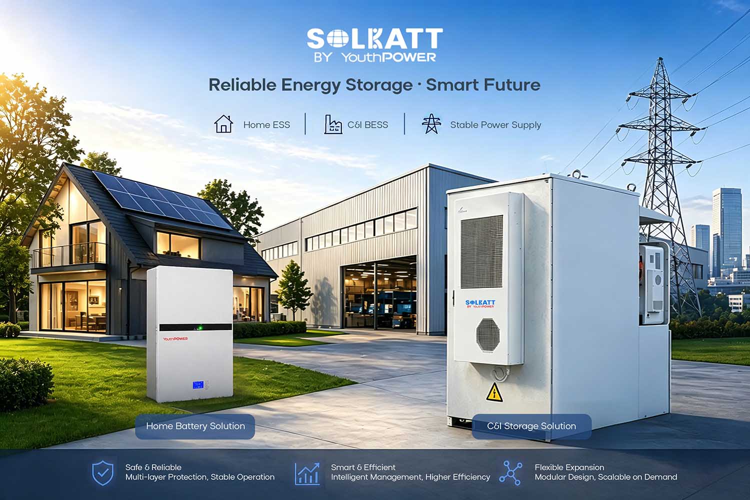 YouthPOWER home and commercial solar battery storage systems supporting grid stability